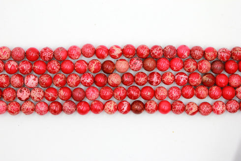 Red Impression Jasper Gemstone Beads, 8mm, Round